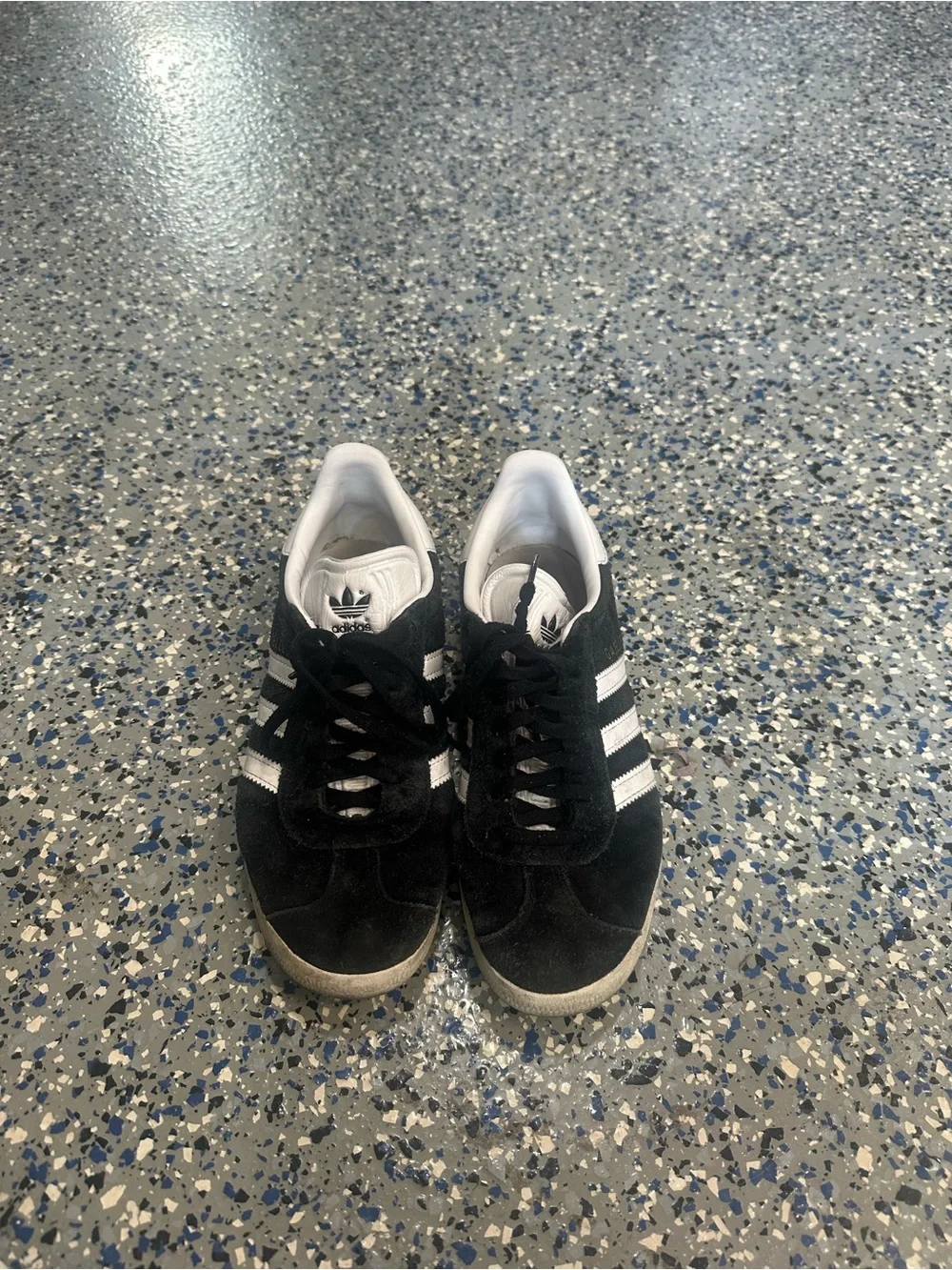 adidas gazelle Black and White Suede Sneakers- men 6 women 8